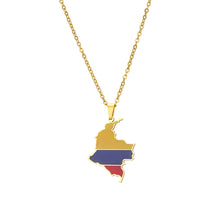 Load image into Gallery viewer, Stainless Steel Enamel Colombia Map FLag Pendant Necklace for Women Men Party Birthday Jewelry Gifts
