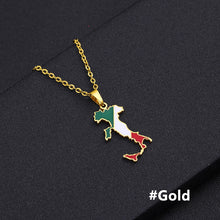 Load image into Gallery viewer, Stainless Steel Enamel Italy Map FLag Pendant Necklace for Women Men Party Birthday Jewelry Gifts
