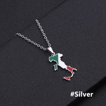 Load image into Gallery viewer, Stainless Steel Enamel Italy Map FLag Pendant Necklace for Women Men Party Birthday Jewelry Gifts
