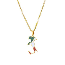 Load image into Gallery viewer, Stainless Steel Enamel Italy Map FLag Pendant Necklace for Women Men Party Birthday Jewelry Gifts
