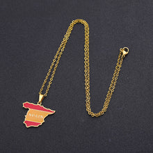 Load image into Gallery viewer, Stainless Steel Enamel Spain Map Flag Pendant Necklace Silver Color/Gold Color for Party Birthday Jewelry Gifts
