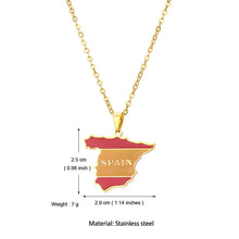 Load image into Gallery viewer, Stainless Steel Enamel Spain Map Flag Pendant Necklace Silver Color/Gold Color for Party Birthday Jewelry Gifts
