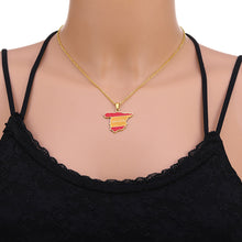 Load image into Gallery viewer, Stainless Steel Enamel Spain Map Flag Pendant Necklace Silver Color/Gold Color for Party Birthday Jewelry Gifts
