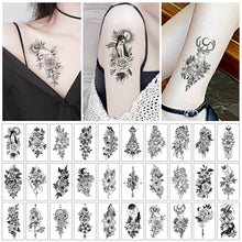 Load image into Gallery viewer, 30pcs/set Sketch Flower Tattoo Stickers Long-lasting Tattoo Stickers Body Hand-painted Art Paste Painting Tattoo For Women
