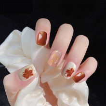 Load image into Gallery viewer, 24pcs/set Short Vintage Phnom Penh Flowers Manicure Fake Nail Detachable Fake Nail Patch Nail Stickers Nail Art Accessories
