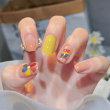 Load image into Gallery viewer, 24pcs/set Short Rainbow Sun Flower Manicure Fake Nail Detachable Fake Nail Patch Nail Stickers Nail Art Accessories
