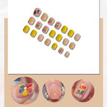 Load image into Gallery viewer, 24pcs/set Short Rainbow Sun Flower Manicure Fake Nail Detachable Fake Nail Patch Nail Stickers Nail Art Accessories
