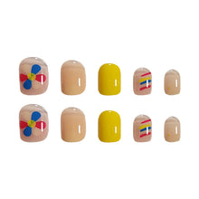 Load image into Gallery viewer, 24pcs/set Short Rainbow Sun Flower Manicure Fake Nail Detachable Fake Nail Patch Nail Stickers Nail Art Accessories
