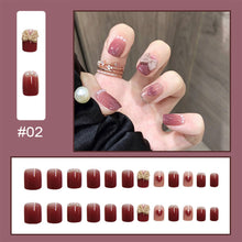 Load image into Gallery viewer, 24pcs/set Short Manicure Fake Nail Detachable Fake Nail Patch Wearing Nails Nail Stickers Nail Art Accessories
