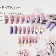 Load image into Gallery viewer, 24pcs/set Long Manicure Fake Nail Detachable Bow-knot Nail Patch Wearing Nails Nail Stickers Nail Art Accessories
