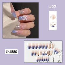Load image into Gallery viewer, 24pcs/set Long Manicure Fake Nail Detachable Bow-knot Nail Patch Wearing Nails Nail Stickers Nail Art Accessories
