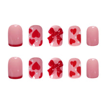 Load image into Gallery viewer, 24pcs/set Short Manicure Fake Nail Detachable Fake Nail Patch Bow-knot Nail Stickers Nail Art Accessories
