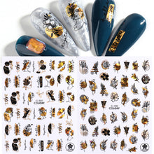 Load image into Gallery viewer, Black Bronzing Nail Stickers Animal Plant Flower Stickers Manicure Stickers Nail Art Decoration Nail Accessories
