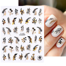 Load image into Gallery viewer, Black Bronzing Nail Stickers Animal Plant Flower Stickers Manicure Stickers Nail Art Decoration Nail Accessories
