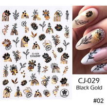 Load image into Gallery viewer, Black Bronzing Nail Stickers Animal Plant Flower Stickers Manicure Stickers Nail Art Decoration Nail Accessories
