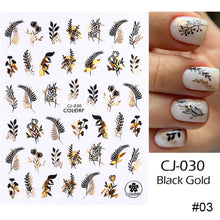 Load image into Gallery viewer, Black Bronzing Nail Stickers Animal Plant Flower Stickers Manicure Stickers Nail Art Decoration Nail Accessories
