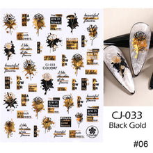 Load image into Gallery viewer, Black Bronzing Nail Stickers Animal Plant Flower Stickers Manicure Stickers Nail Art Decoration Nail Accessories

