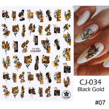Load image into Gallery viewer, Black Bronzing Nail Stickers Animal Plant Flower Stickers Manicure Stickers Nail Art Decoration Nail Accessories
