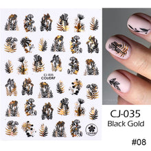 Load image into Gallery viewer, Black Bronzing Nail Stickers Animal Plant Flower Stickers Manicure Stickers Nail Art Decoration Nail Accessories
