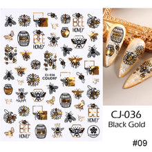 Load image into Gallery viewer, Black Bronzing Nail Stickers Animal Plant Flower Stickers Manicure Stickers Nail Art Decoration Nail Accessories
