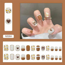 Load image into Gallery viewer, 24pcs/set Short Cute Bear Manicure Fake Nail Detachable Fake Nail Patch Wearing Nails Nail Stickers Nail Art Accessories
