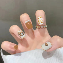 Load image into Gallery viewer, 24pcs/set Short Cute Bear Manicure Fake Nail Detachable Fake Nail Patch Wearing Nails Nail Stickers Nail Art Accessories
