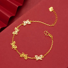 Load image into Gallery viewer, Trendy Women Butterfly Brass Vacuum Plating Gold Bracelets Lucky Elegant Alluvial Gold Simple Gold Chain Bracelet Accessories
