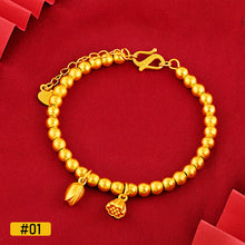Load image into Gallery viewer, Simple Lotus Lotus Pod Women Alluvial Gold Bangles Personality Fashion Lucky Beads Elegant Gold Bracelet Jewelry Accessories
