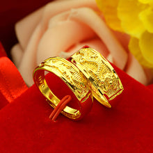 Load image into Gallery viewer, Simple Dragon and Phoenix Ring Women Men Alluvial Gold Personality Fashion Lucky Couple Elegant Gold Ring Jewelry Accessories
