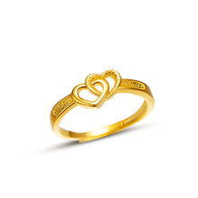 Load image into Gallery viewer, Fashion Double Heart Alluvial Gold Open Ring Female Gold Plated Elegant Simple Lucky Ring Women Jewelry Gift Accessories

