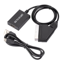 Load image into Gallery viewer, Scart to HDMI-compatible Converter 720P 1080P Video Audio Converter Adapter for HD TV DVD For Sky Box STB Plug and Play DC Cable
