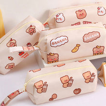 Load image into Gallery viewer, Cute Bear Large Capacity Handle Bag Simple Multi-Function Double Pencil Case Pen Organizer Pouch with Zip for Kids Boys Girls School Office Supplies
