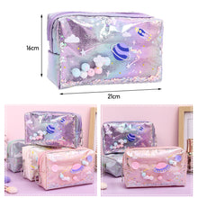 Load image into Gallery viewer, Kawaii Large Glitter Star Pencil Case Laser Leather Pen Box Big Makeup Bag for Girls Gift PU School Stationery Travel Supplies
