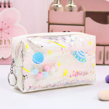 Load image into Gallery viewer, Kawaii Large Glitter Star Pencil Case Laser Leather Pen Box Big Makeup Bag for Girls Gift PU School Stationery Travel Supplies
