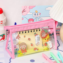 Load image into Gallery viewer, Waterproof Transparent Pencil Case Large Capacity PVC Pen Bag Cute Cartoon Travel Pouches Kawaii Cosmetic Bag Makeup Storage Stationery Box School Supplies
