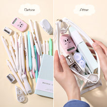 Load image into Gallery viewer, Waterproof Transparent Pencil Case Large Capacity PVC Pen Bag Cute Cartoon Travel Pouches Kawaii Cosmetic Bag Makeup Storage Stationery Box School Supplies
