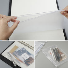Load image into Gallery viewer, PVC Transparent Punch Zipper Binder Pocket With Plastic Zipper Label Pocket For 6-Ring Notebook Binder Stationery Storage Bags

