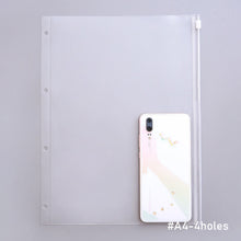 Load image into Gallery viewer, PVC Transparent Punch Zipper Binder Pocket With Plastic Zipper Label Pocket For 6-Ring Notebook Binder Stationery Storage Bags

