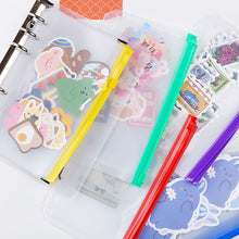 Load image into Gallery viewer, PVC Transparent Punch Zipper Binder Pocket With Plastic Zipper Label Pocket For 6-Ring Notebook Binder Stationery Storage Bags
