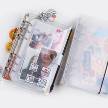 Load image into Gallery viewer, PVC Transparent Punch Zipper Binder Pocket With Plastic Zipper Label Pocket For 6-Ring Notebook Binder Stationery Storage Bags
