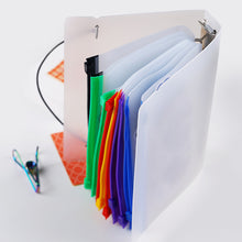Load image into Gallery viewer, PVC Transparent Punch Zipper Binder Pocket With Plastic Zipper Label Pocket For 6-Ring Notebook Binder Stationery Storage Bags

