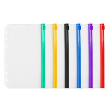 Load image into Gallery viewer, PVC Transparent Punch Zipper Binder Pocket With Plastic Zipper Label Pocket For 6-Ring Notebook Binder Stationery Storage Bags
