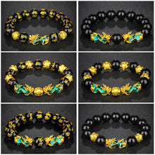 Load image into Gallery viewer, Vietnam Shajin 3D Temperature-sensitive Color-changing Pixiu Bracelet Obsidian Six-character Mantra Buddha Bead Bracelet
