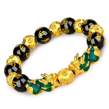 Load image into Gallery viewer, Vietnam Shajin 3D Temperature-sensitive Color-changing Pixiu Bracelet Obsidian Six-character Mantra Buddha Bead Bracelet
