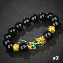 Load image into Gallery viewer, Vietnam Shajin 3D Temperature-sensitive Color-changing Pixiu Bracelet Obsidian Six-character Mantra Buddha Bead Bracelet
