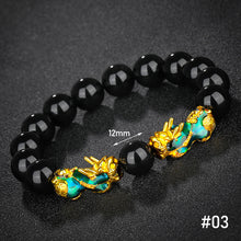 Load image into Gallery viewer, Vietnam Shajin 3D Temperature-sensitive Color-changing Pixiu Bracelet Obsidian Six-character Mantra Buddha Bead Bracelet
