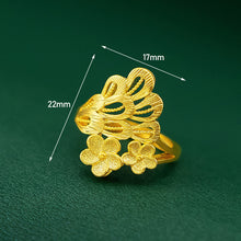 Load image into Gallery viewer, Fashion Vietnam Sand Gold Phoenix Tail Small Golden Flower Ring Elegant Open Ring Female Ring Jewelry Accessories
