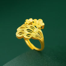 Load image into Gallery viewer, Fashion Vietnam Sand Gold Phoenix Tail Small Golden Flower Ring Elegant Open Ring Female Ring Jewelry Accessories
