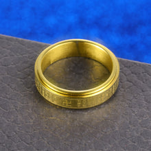 Load image into Gallery viewer, Fashion Rotating Stainless Steel Sutra Ring Gold Steel Fashion Jewelry Couple Women Men Gift Accessories
