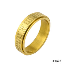 Load image into Gallery viewer, Fashion Rotating Stainless Steel Sutra Ring Gold Steel Fashion Jewelry Couple Women Men Gift Accessories
